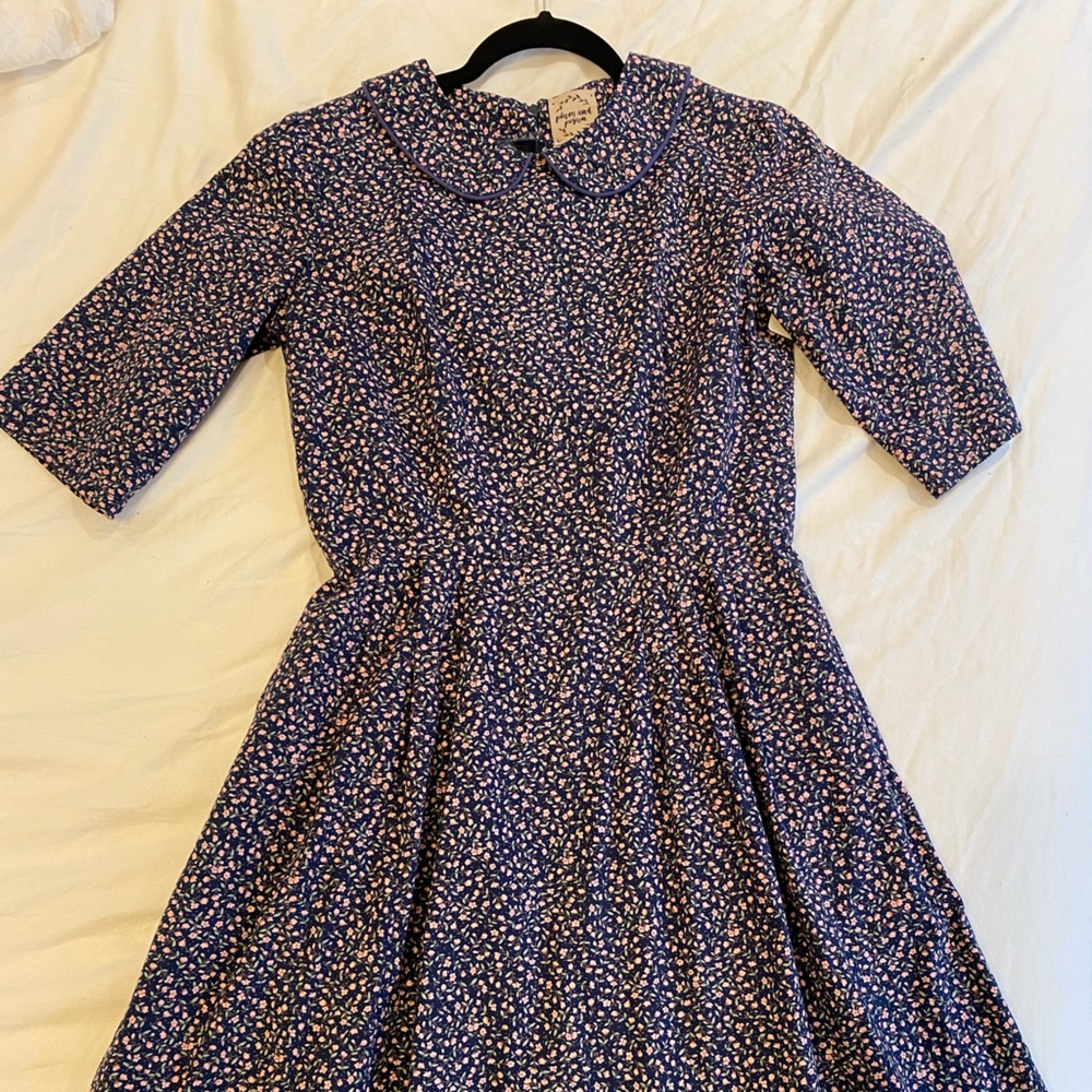 Plum and pigeon dress